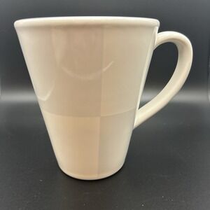 Nautica Arctic White Gray Colorblock Checkered Coffee Mug Ceramic 4 Cups Minimal